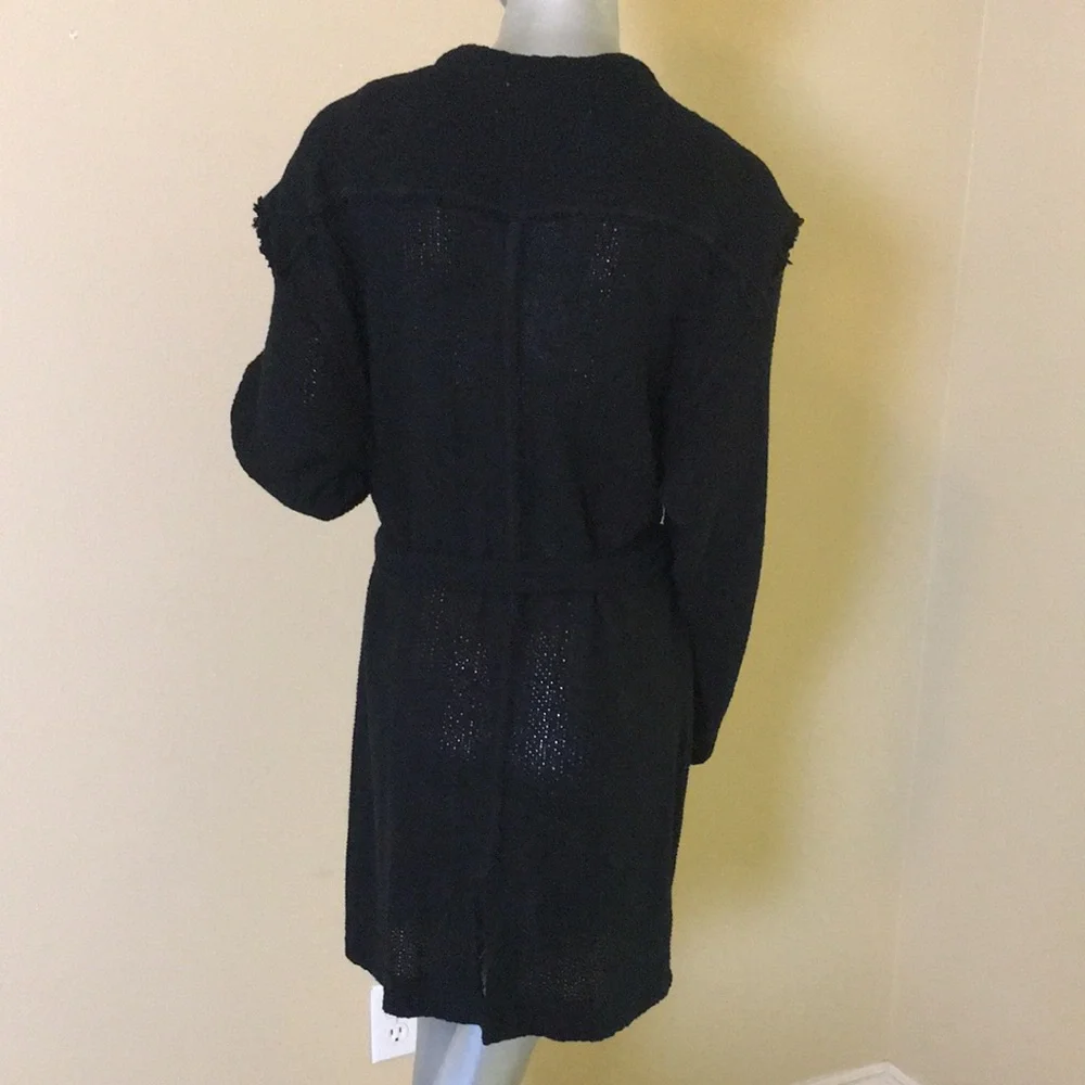 FREE PEOPLE BEACH | Black Cotton Belted Duster Cardigan Sweater